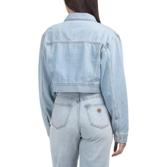 Re/Done Cropped Tucker Denim Jacket in Airy Indigo , Size Medium, NWT New - Picture 2 of 2